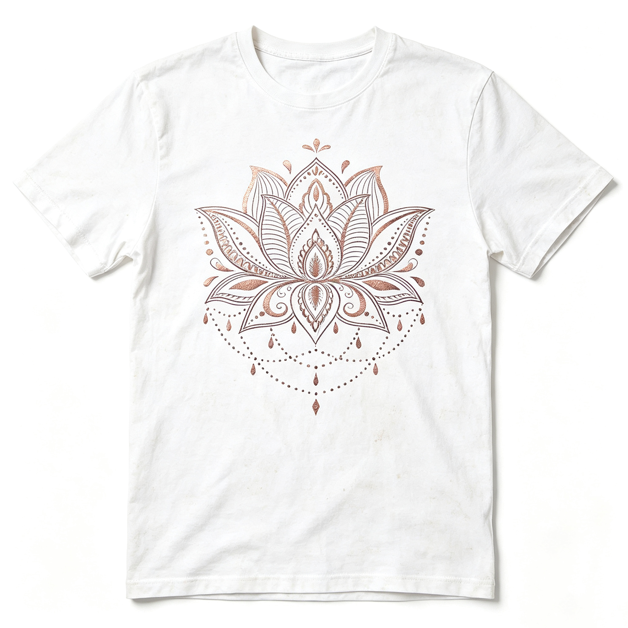 Women's Lotus Mandala Graphic T-Shirt, Spiritual Bohemian Flower Art Crew Neck Short-Sleeve Tee, Casual Meditation Yoga Inspired Cotton Top