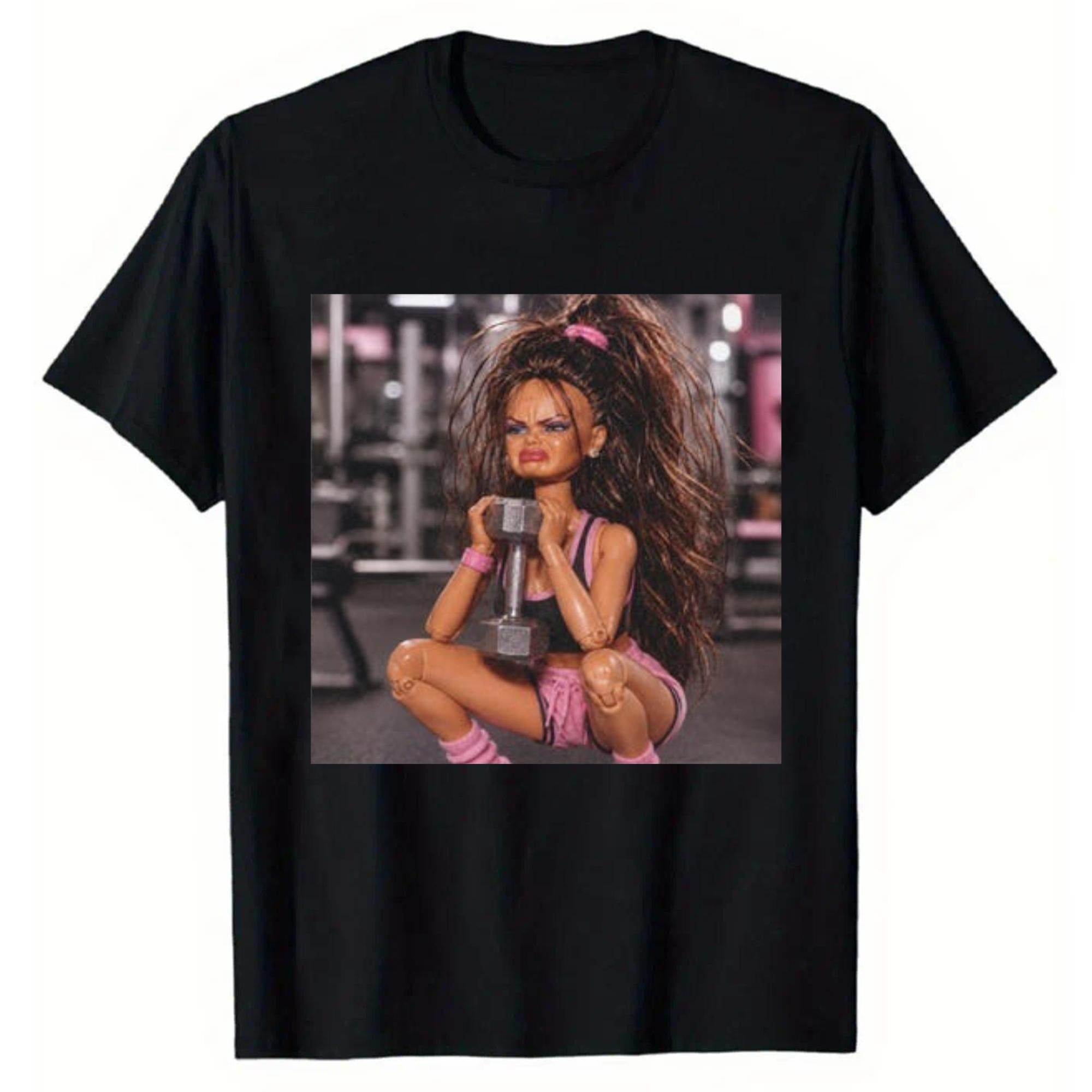 Fitness Doll Face Meme Sarcastic Gym Rat T-Shirt Funny Workout Graphic Tee Disgusted Doll Face Viral Cringe Meme Top Unisex Summer Casual