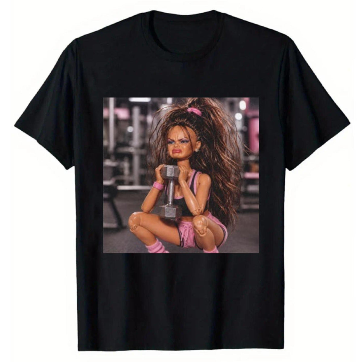 Fitness Doll Face Meme Sarcastic Gym Rat T-Shirt Funny Workout Graphic Tee Disgusted Doll Face Viral Cringe Meme Top Unisex Summer Casual