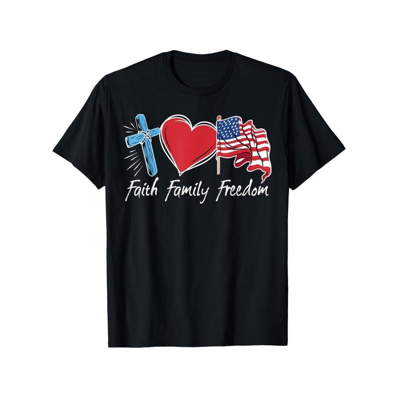 American Flag & Heart Design T-Shirt