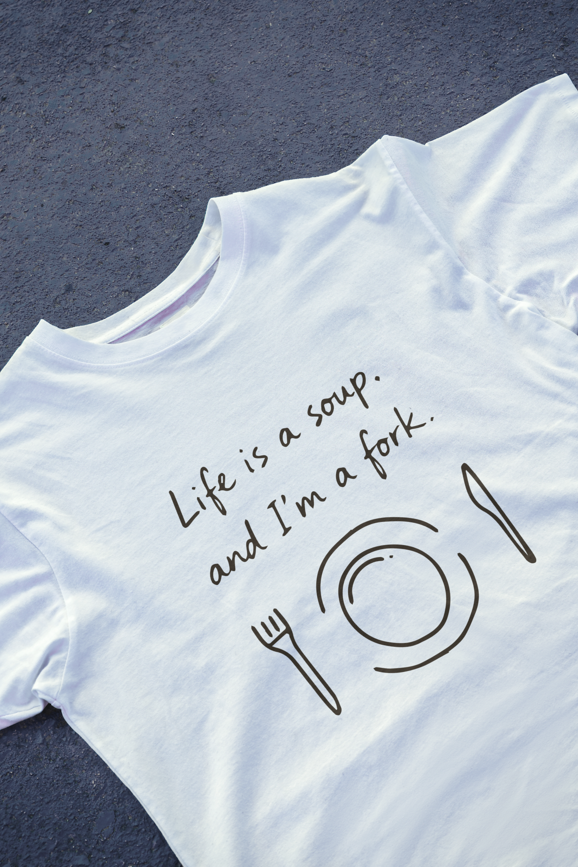 DIYANYONE Original "Life is a Soup" Cotton T-Shirt - Funny Cold Joke Pun Graphic Tee, Quirky Minimalist Humor Style