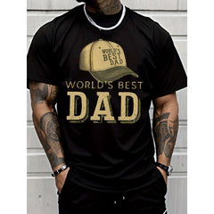 Men'S Crew Neck T-Shirt Casual Trend World'S Best Dad Cap Print Suitable for Adult Men'S Daily Wear Father'S Day Gift Men'S Fashion