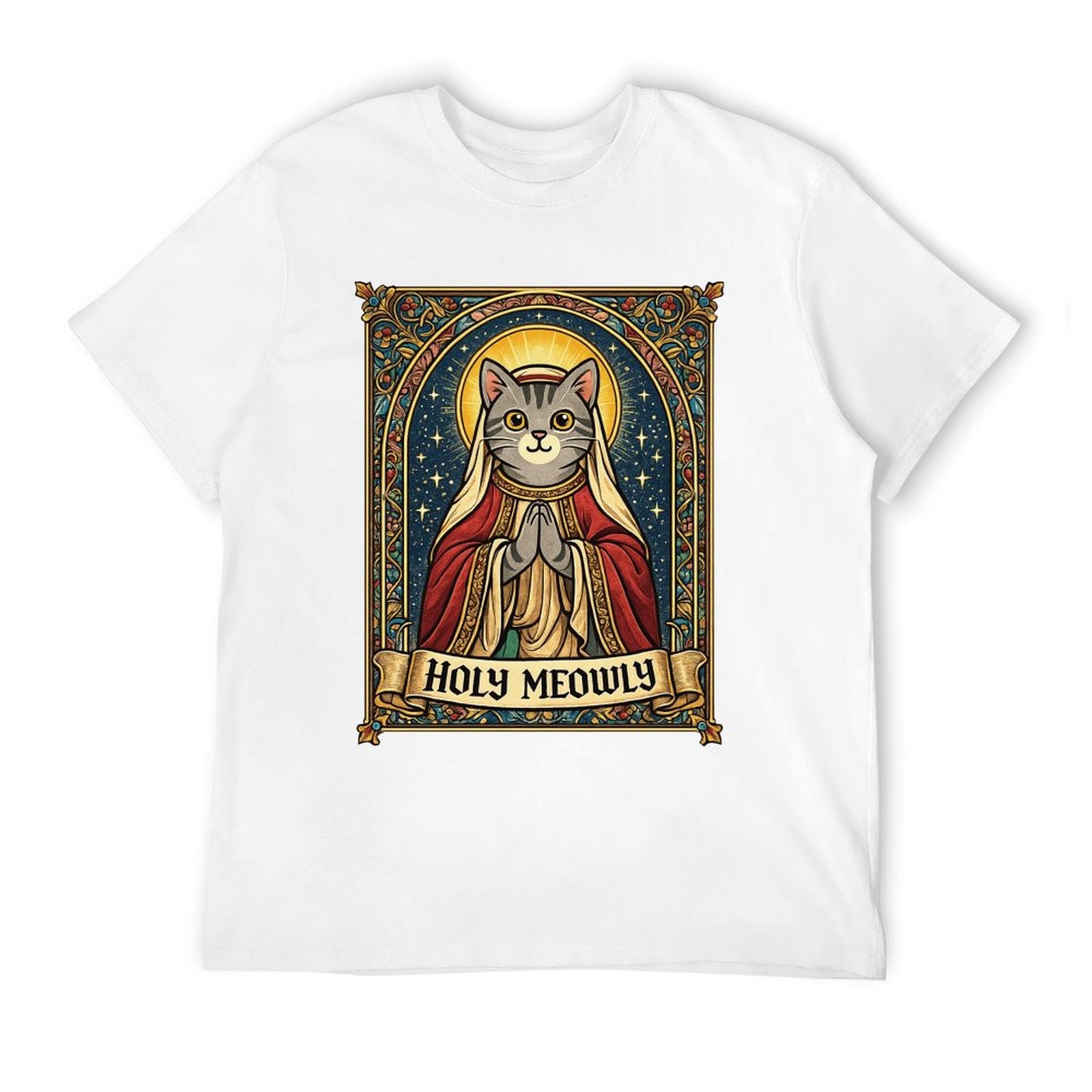 Graphic tee [Holy meowly] funny t-shirt Unisex gift idea holiday vibe Xmas gift cat meme