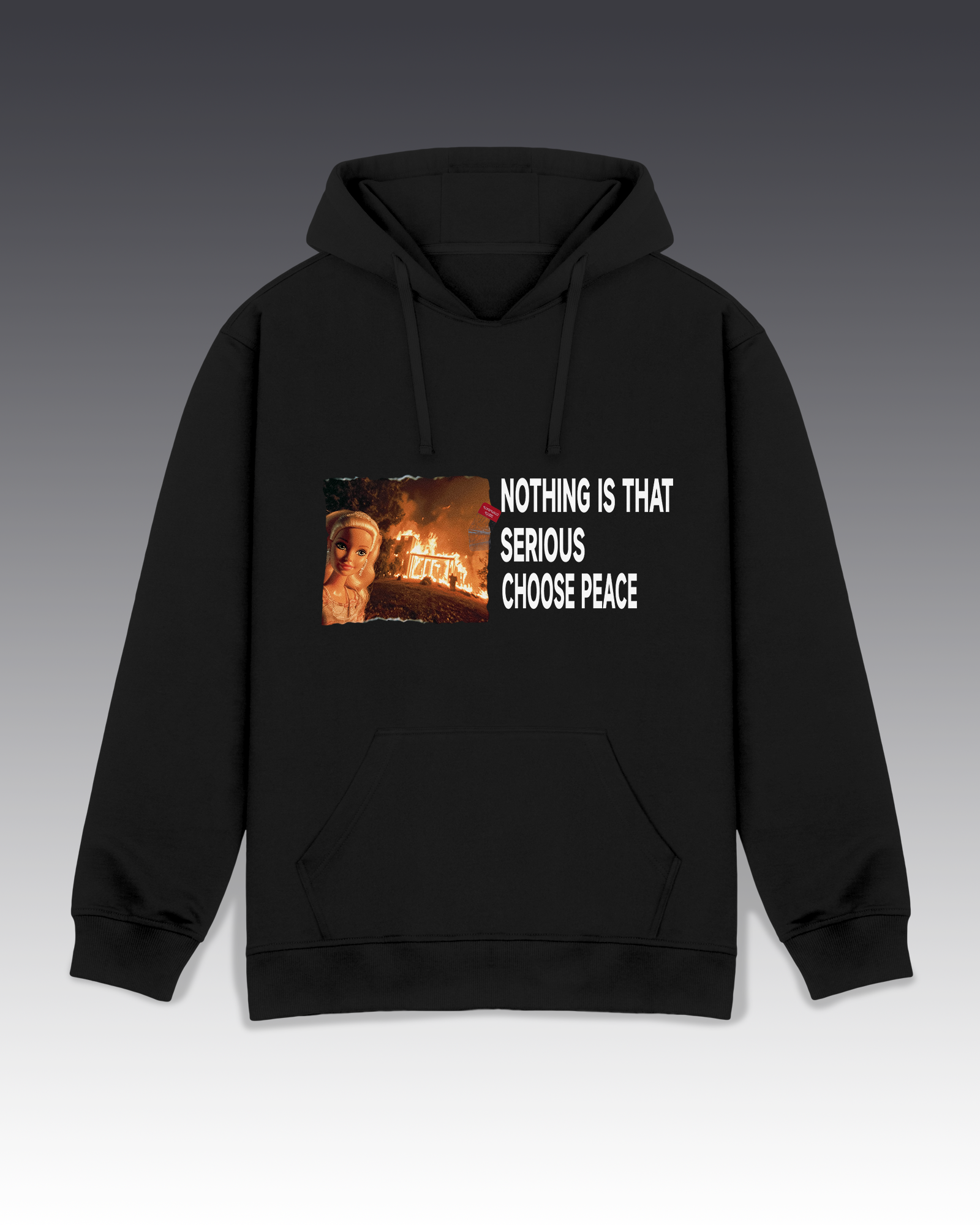 DIYANYONE Original Barbie Fire Meme Cotton Graphic Hoodie - Dark Humor Statement Apparel, Viral Internet Pop Culture Style