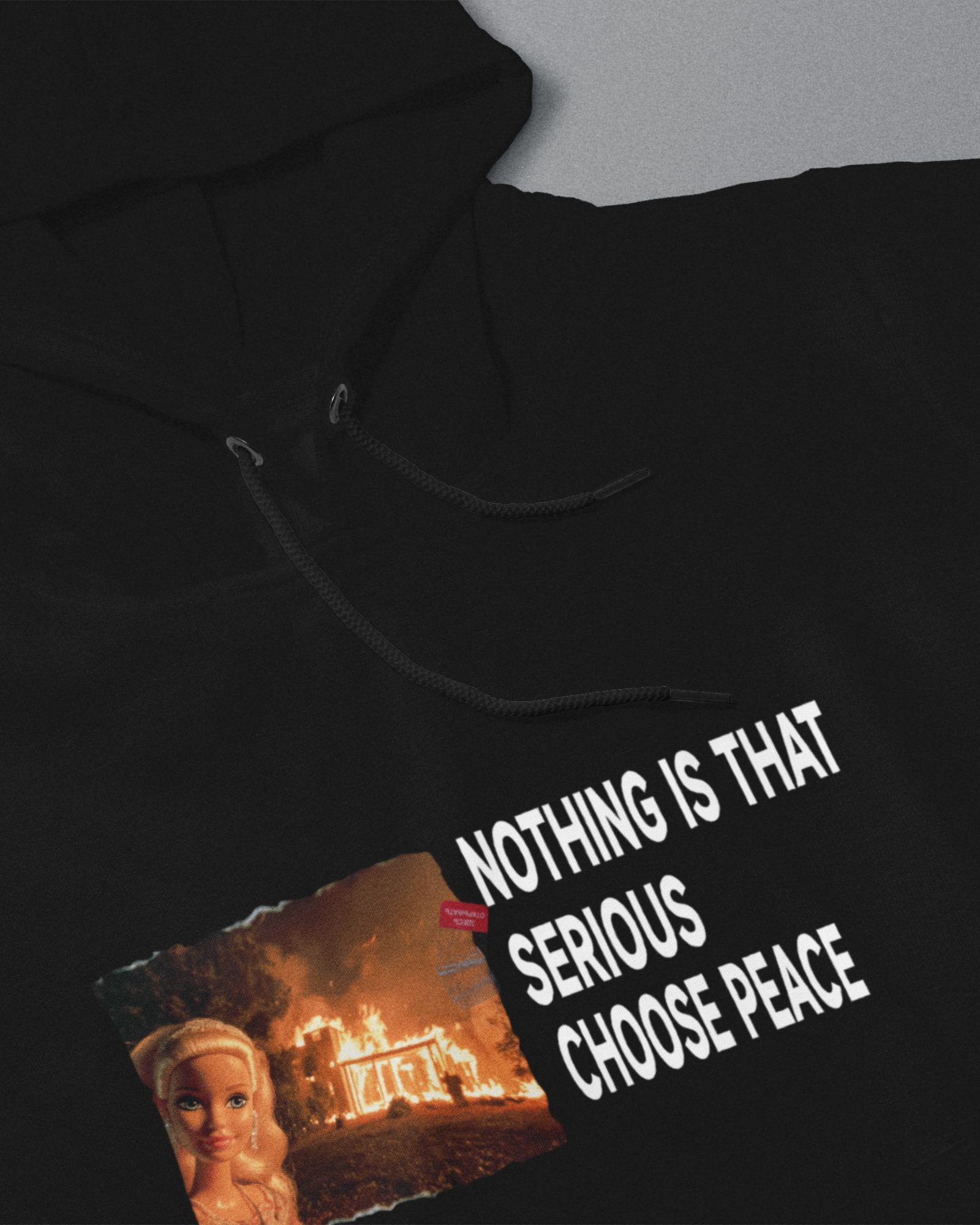 DIYANYONE Original Barbie Fire Meme Cotton Graphic Hoodie - Dark Humor Statement Apparel, Viral Internet Pop Culture Style