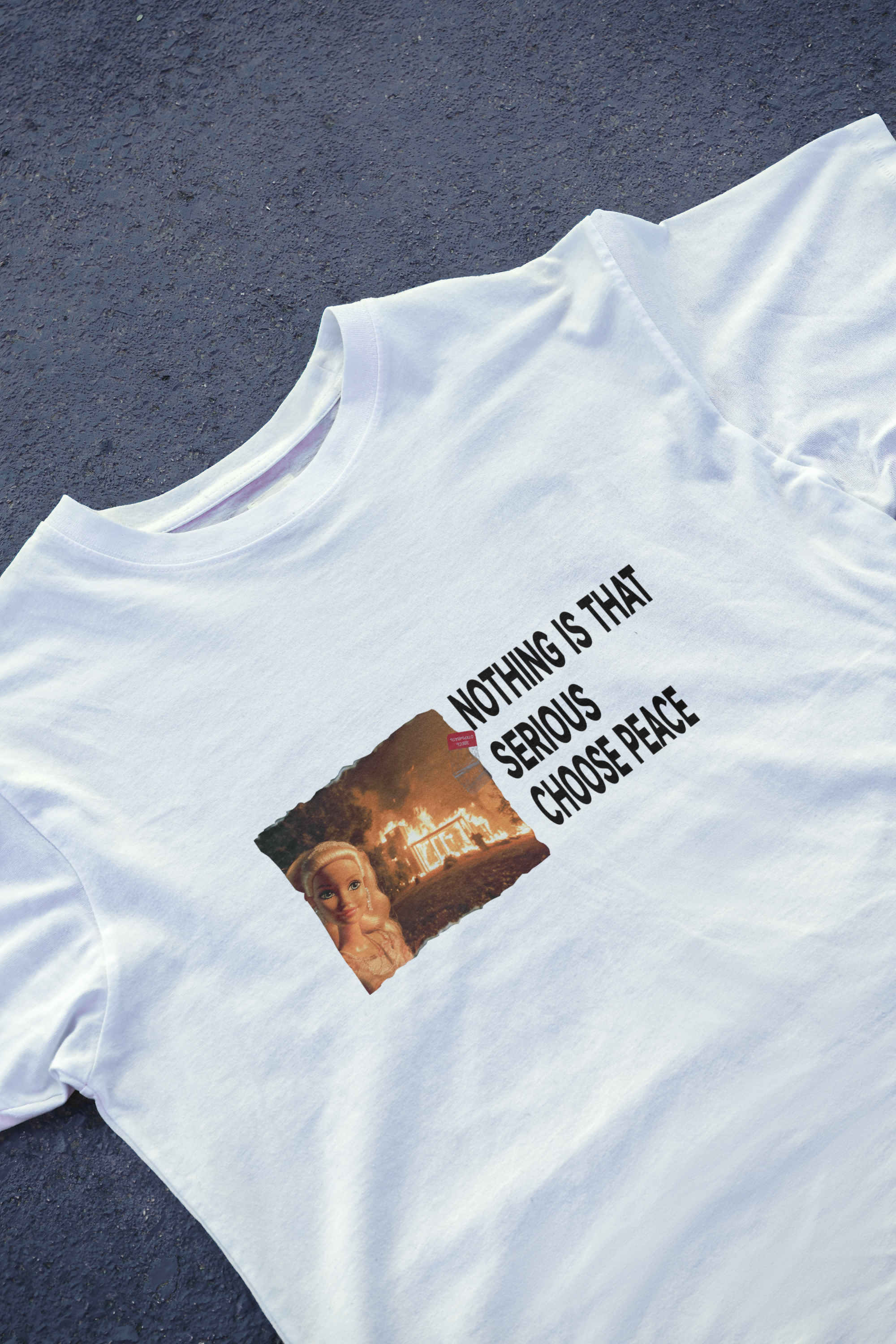 DIYANYONE Original Barbie Fire Meme Cotton Graphic T-Shirt - Dark Humor Statement Apparel, Viral Internet Pop Culture Style