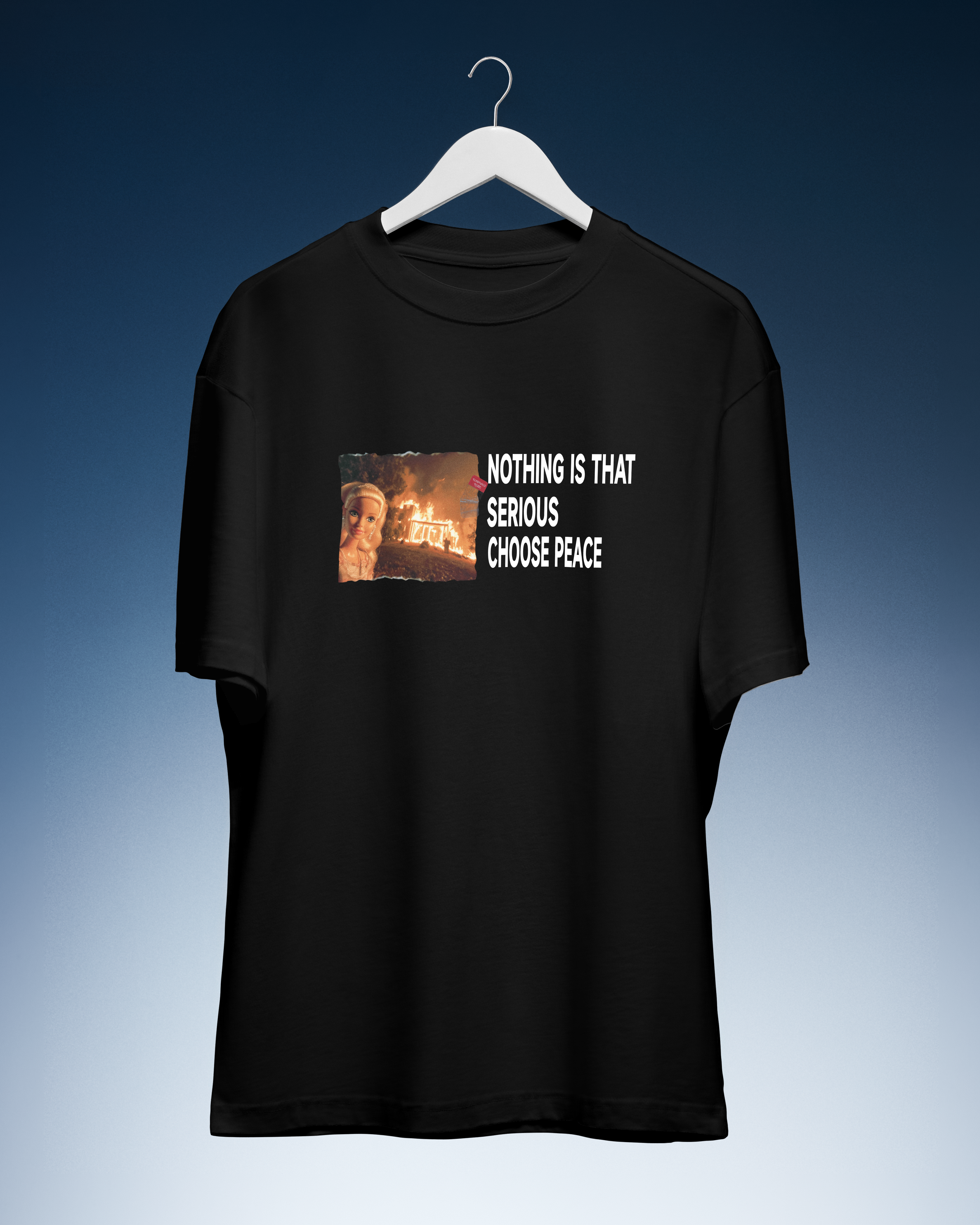 DIYANYONE Original Barbie Fire Meme Cotton Graphic T-Shirt - Dark Humor Statement Apparel, Viral Internet Pop Culture Style