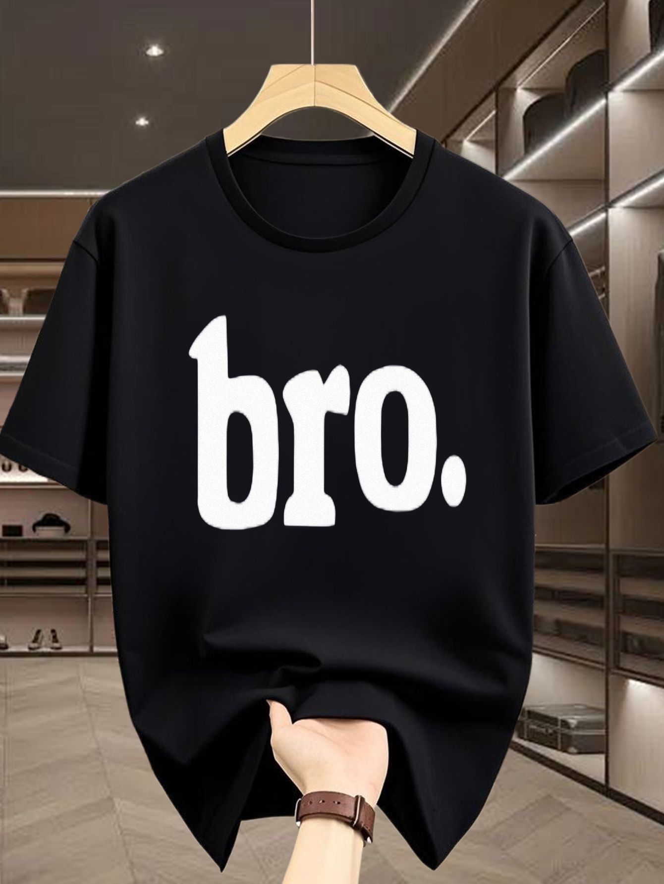 Bro Style Men's T-shirt, Trendy Minimalist Design Men's Short-sleeved Top