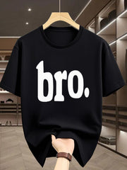 Bro Style Men's T-shirt, Trendy Minimalist Design Men's Short-sleeved Top
