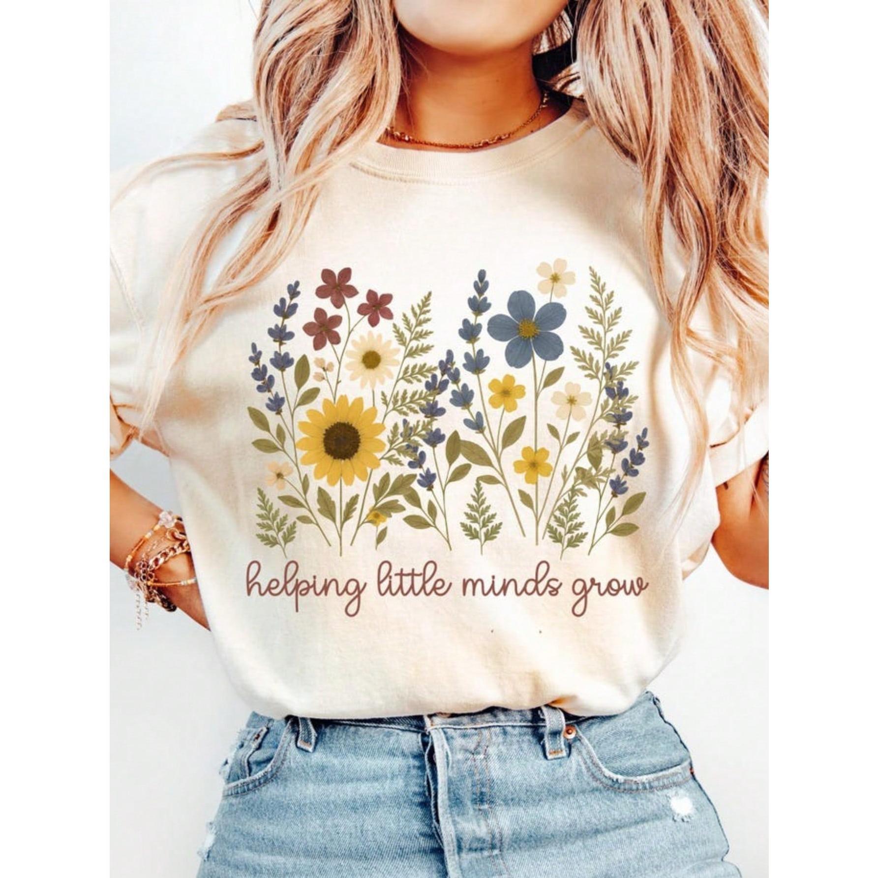 Teacher Shirt Helping Little Minds Grow Shirt Teacher Floral Shirt Cute Shirt For Teacher Gifts Teacher Flower Shirt