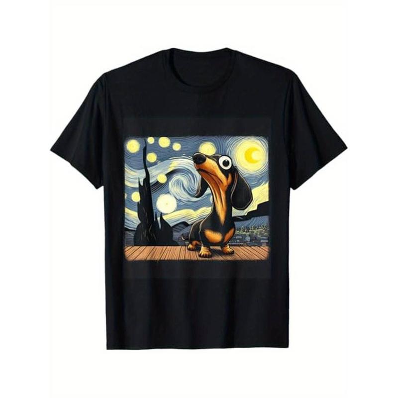 Funny Dachshunds Sausage Dogs in a Starry Night T-Shirt