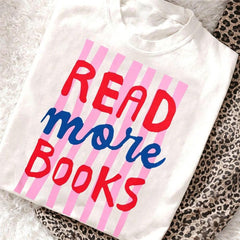 Bookish T Shirt Women Read More Books Graphic Tee Cute Book Lover Gift Top Librarian Bookworm Tshirt