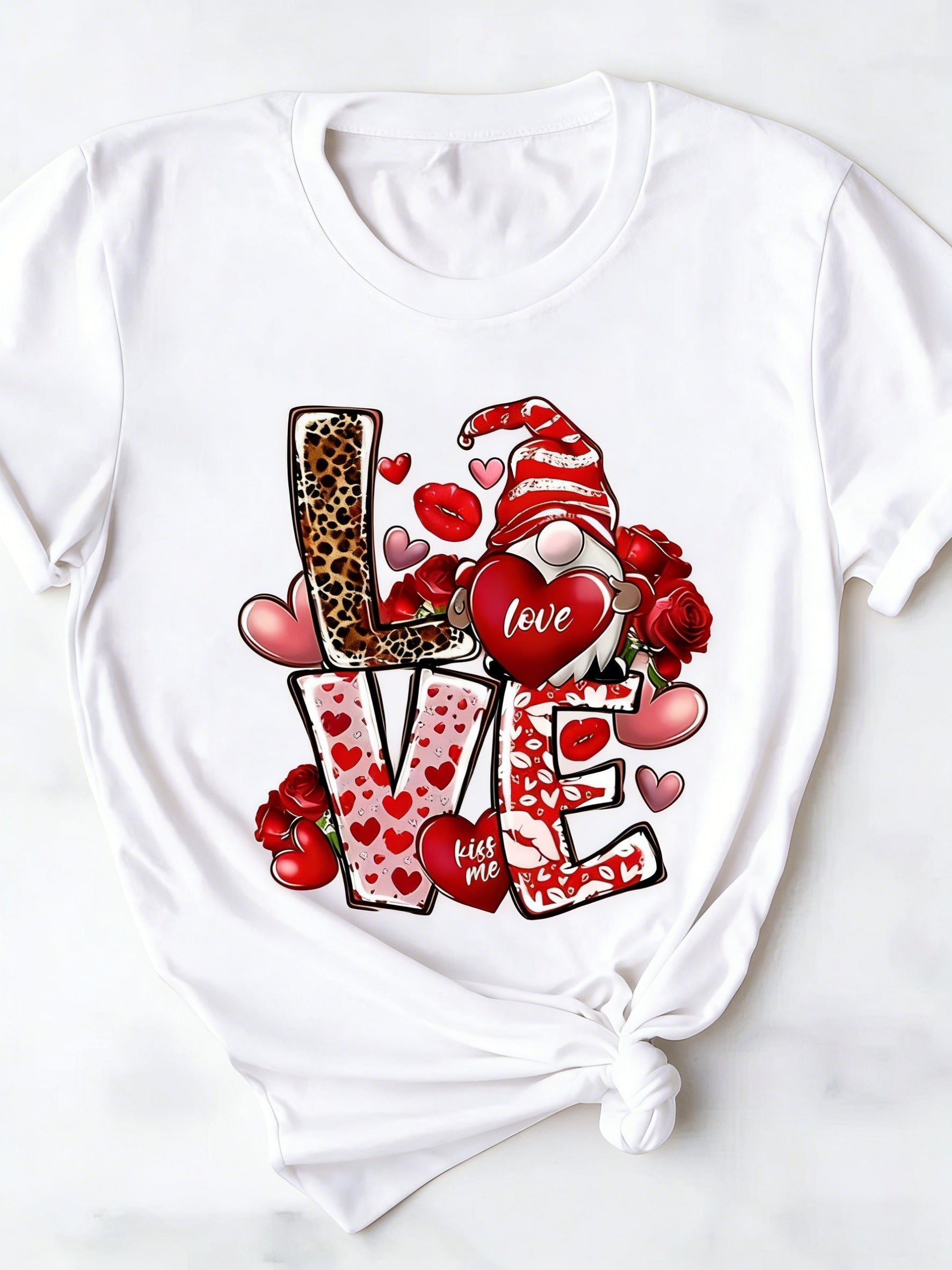 Christmas Fashion Letter Cartoon Print Women's Round Neck 100% T-shirt, Minimalist Design, Comfortable and Breathable, Suitable for Everyday Casual Matching, Showcasing a Natural Elegant Style