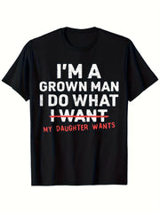 Funny Dad Graphic T-Shirt for Men, Humorous Father Daughter Quote Tee, Soft Crew Neck Short Sleeve Casual Shirt, Father's Day Gift for Dad, Comfortable Everyday Cotton  Top