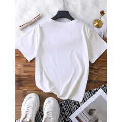 Prosecco Please Printed Casual Short Sleeve Round Neck T-Shirt, Soft & Comfortable Fabric, Perfect For Summer Travel & Vacation White