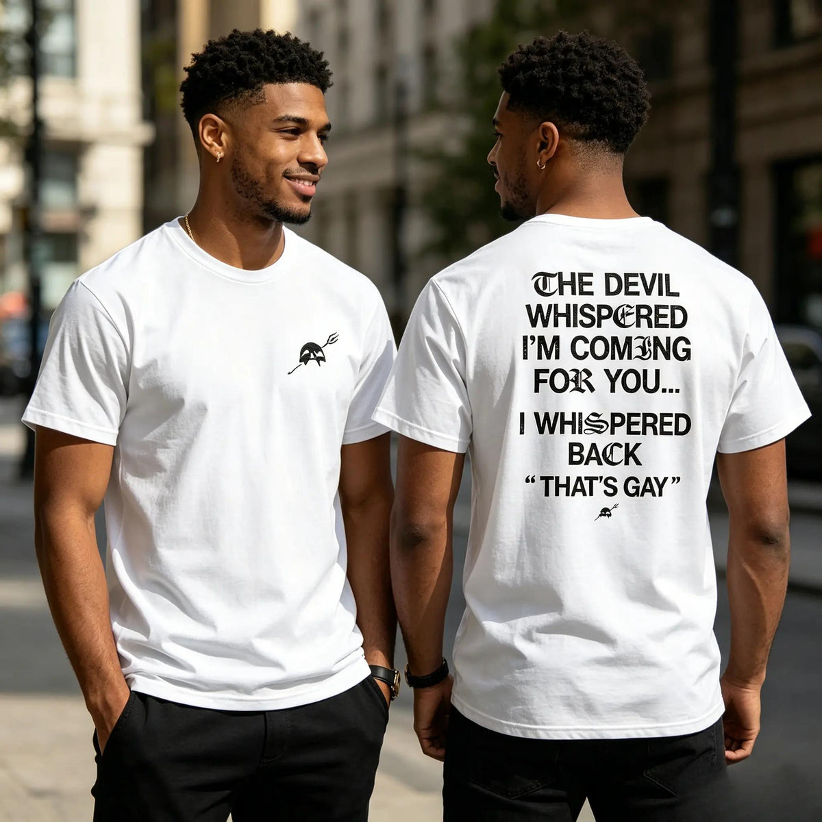 100%25 Cotto The Devil Whispered I'm Coming For You Men's T-Shirt, Training Tee Funny tee