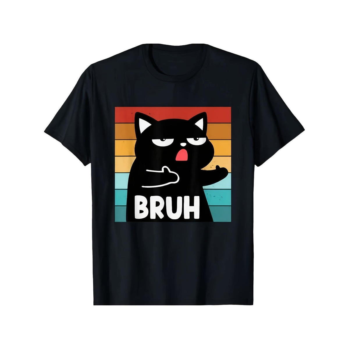 Funny Bruh Cat Tee – Meme Sarcastic Slang Shirt for Boys Teens Men, Unisex Casual Soft Crewneck