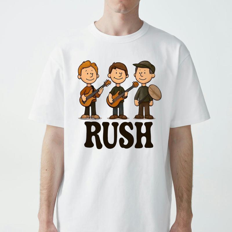 Classic Rush Band Cartoon Print T-Shirt