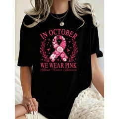 Women's Plus Size T-Shirt In October We Wear Pink Breast Cancer Awareness Tee Casual Daily Wear 220g