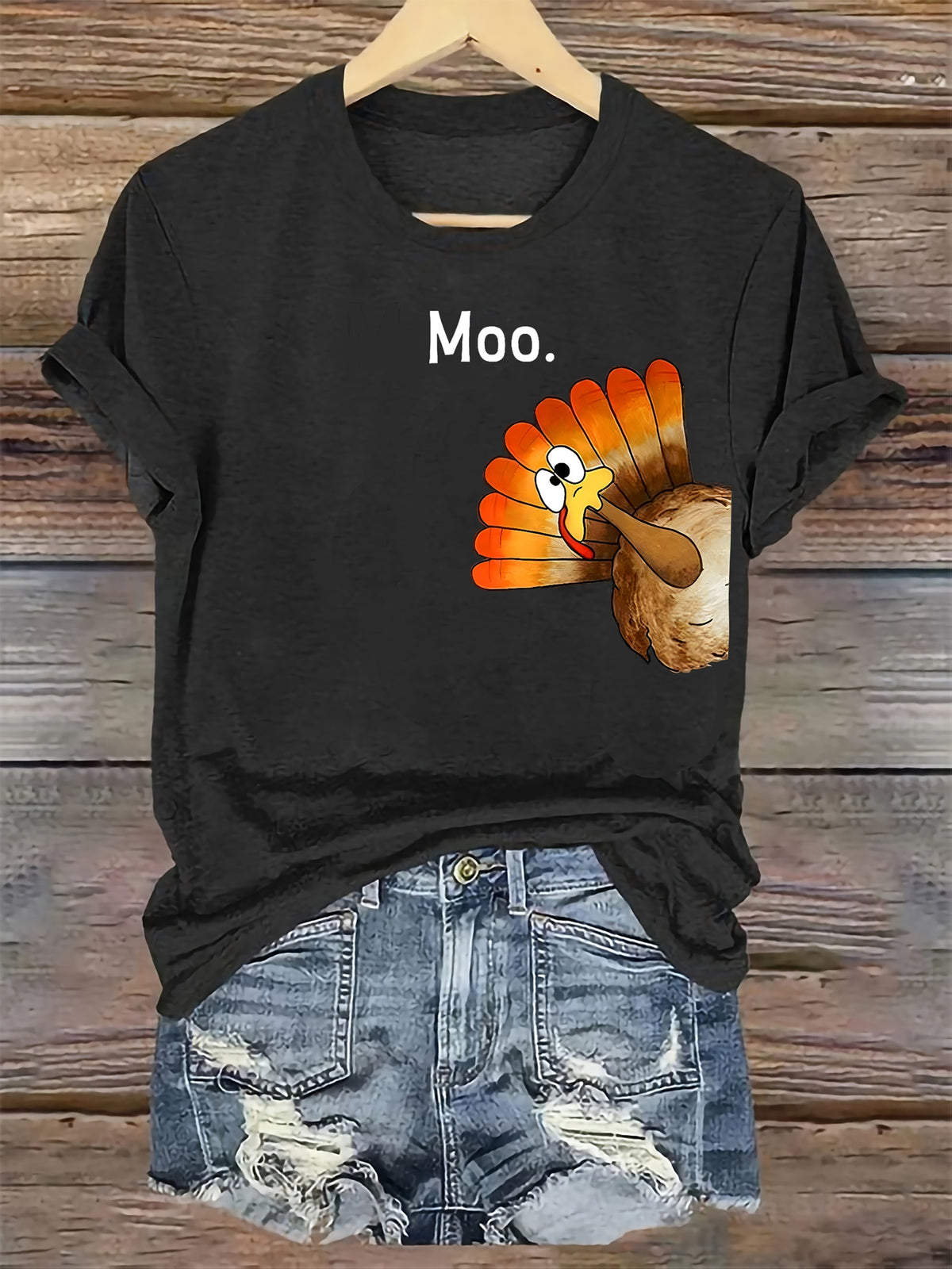 100%Cotton Thanksgiving Turkey Graphic Print Loose T-Shirt, Cute , Sportswear, Outdoor Wear, Work & Party T-Shirt Thanksgiving Gift For Family And Friends