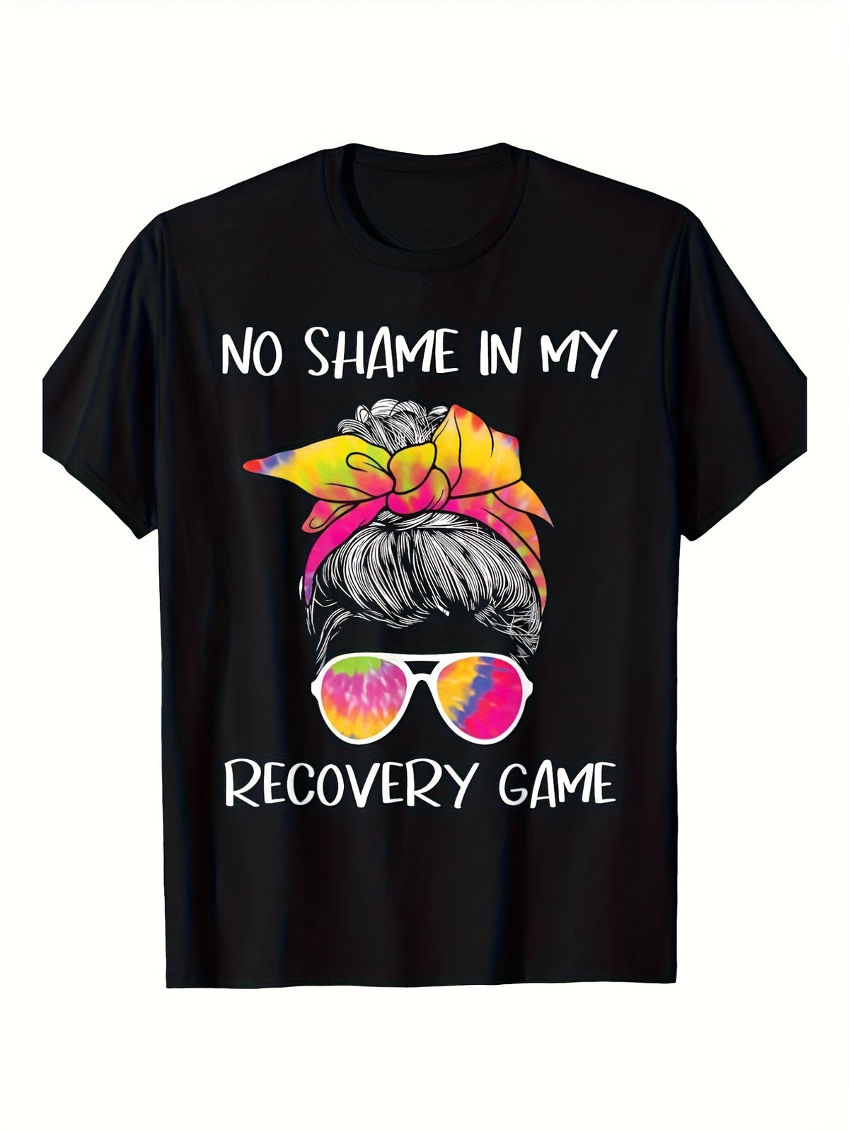 Mens Recovery Tshirt No Shame in My Recovery Game Slogan Sobriety Gift with Ribbon 12 Step Meeting Apparel Loose Fit Casual Streetwear