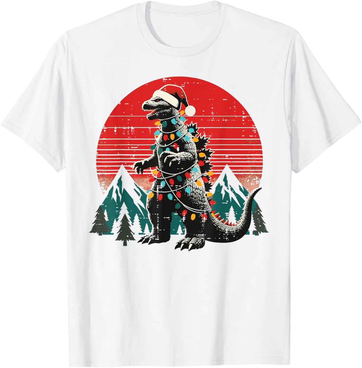 Japanese Monster Christmas Lights  Xmas Men Women graphic T-Shirt funny santa