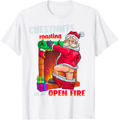 Chest Nuts Roasting Funny Naughty Santa Xmas T-Shirt funny tshirt