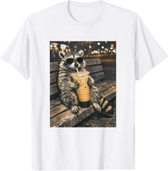 Raccoon Drinking Iced Coffee Funny Animal Meme Unisex T-Shirt