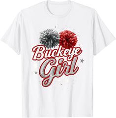 Buckeye Girl Pom-Poms Vintage Sports T-Shirt