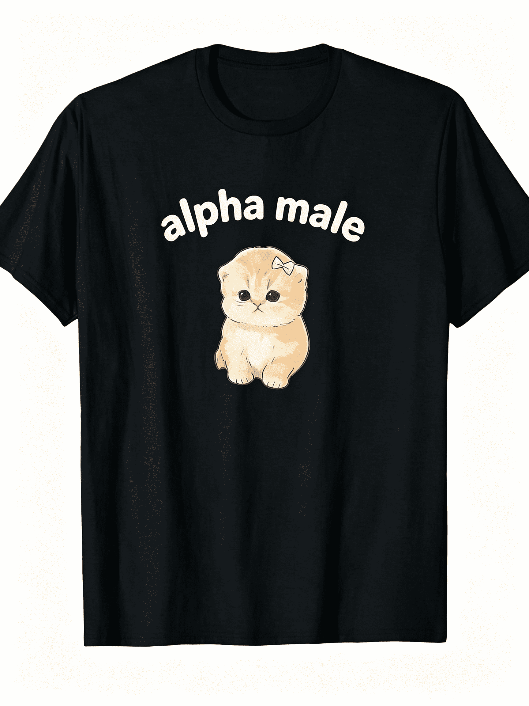 Alpha Male Kitten Ironic Cat Funny T-Shirt | Funny Crew Neck Tee with Stylish Print Casual And Comfortable Travel Clothing for Fashion Enthusiasts Ideal