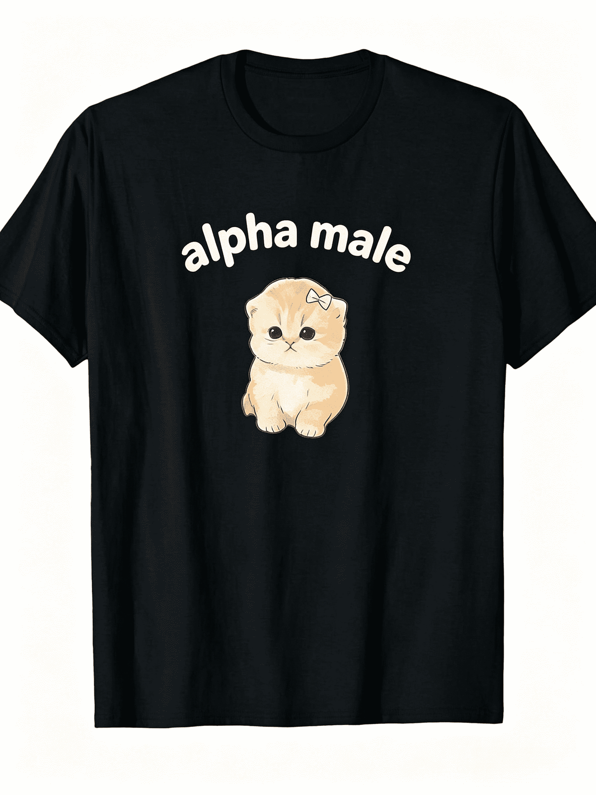 Alpha Male Kitten Ironic Cat Funny T-Shirt | Funny Crew Neck Tee with Stylish Print Casual And Comfortable Travel Clothing for Fashion Enthusiasts Ideal