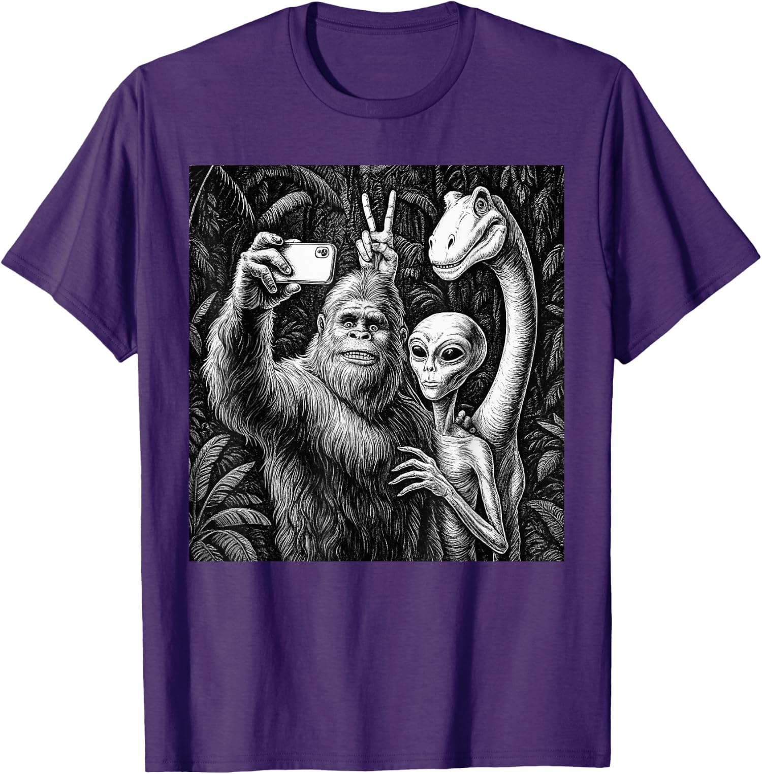 Funny Bigfoot Sasquatch Selfie Alien Loch Ness Unisex T-Shirt