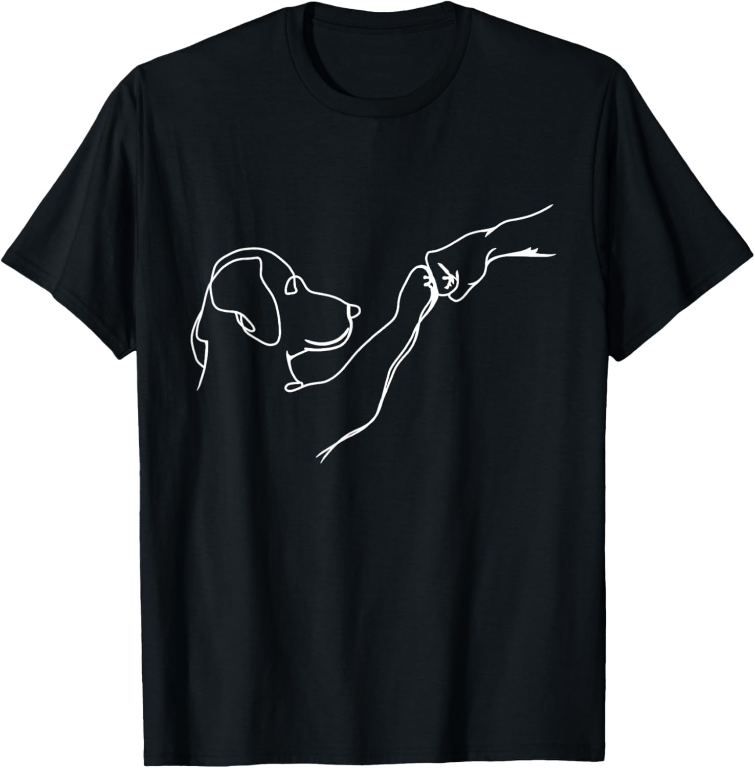 Dog And People Punch Hand Dog Man Friendship Bump Dog's Paw T-Shirt