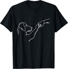Dog And People Punch Hand Dog Man Friendship Bump Dog's Paw T-Shirt