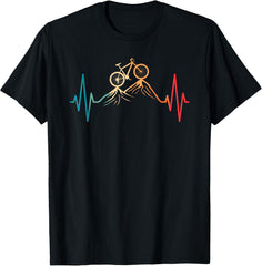 Retro Funny Mountain Bike Heartbeat Cycling Tee Unisex T-Shirt