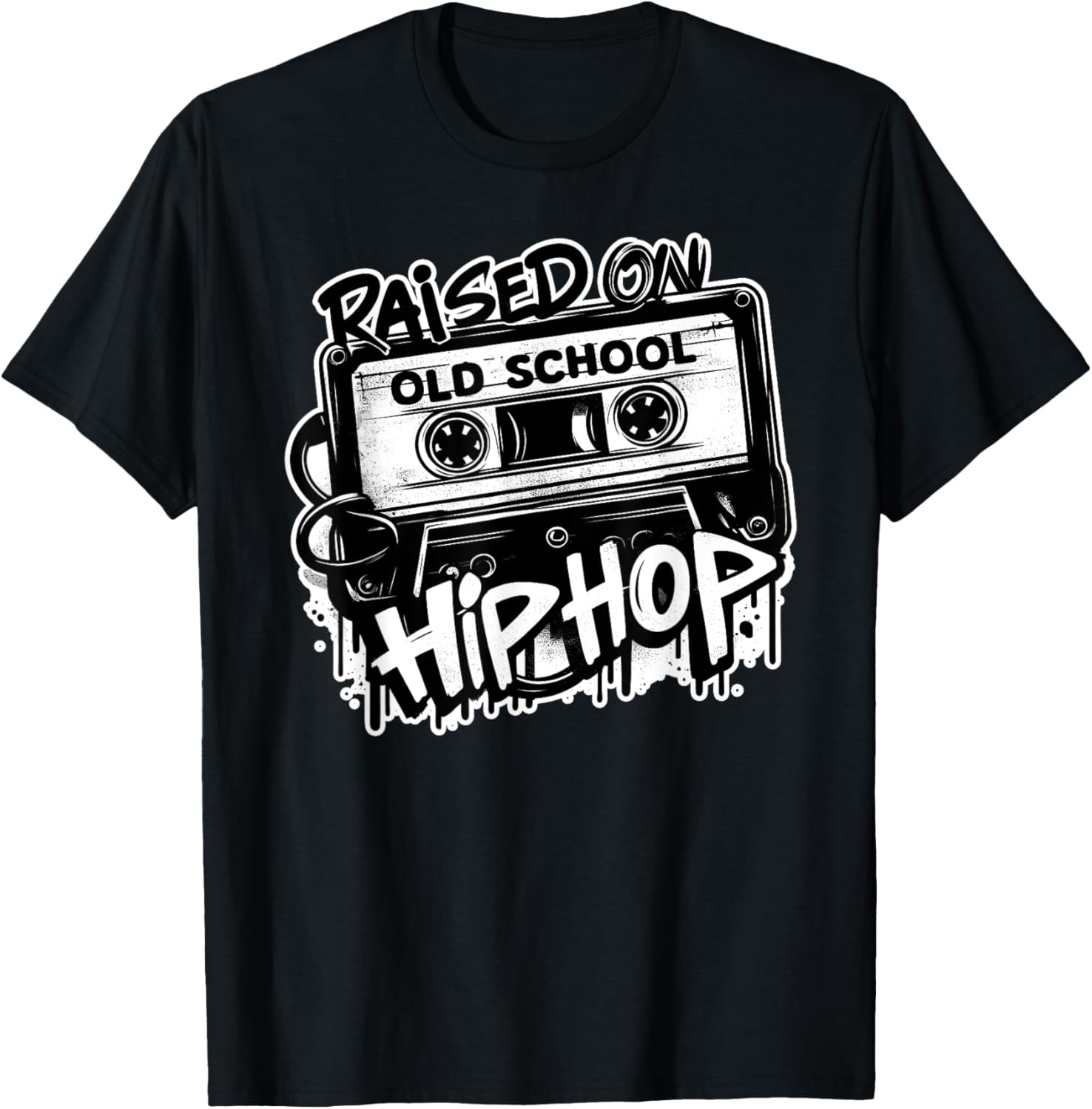 RAISED ON OLD SCHOOL HIP HOP 80s 90s Cassette T-Shirt