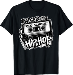 RAISED ON OLD SCHOOL HIP HOP 80s 90s Cassette T-Shirt