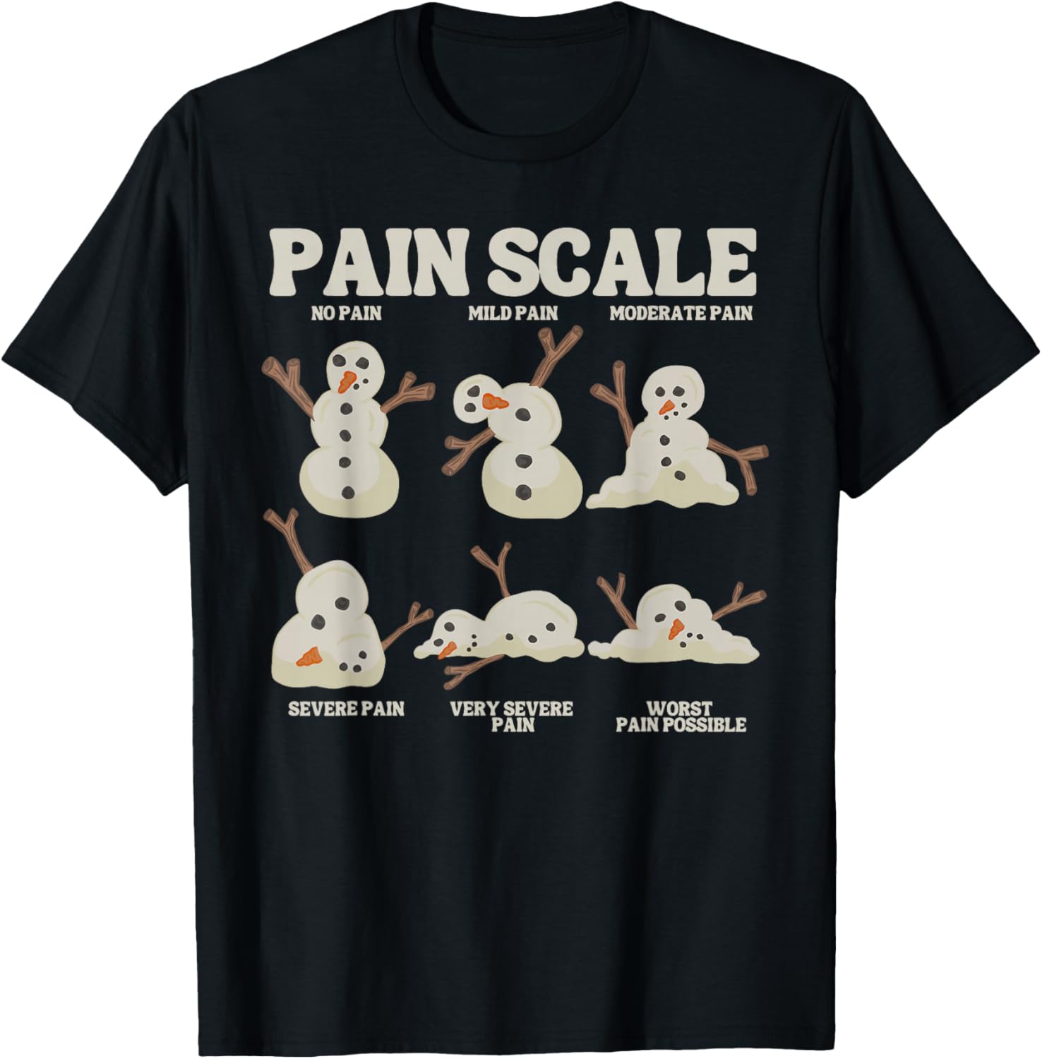 Pain Scale Snowman Nurse Christmas Xmas Snow Holiday T-Shirt