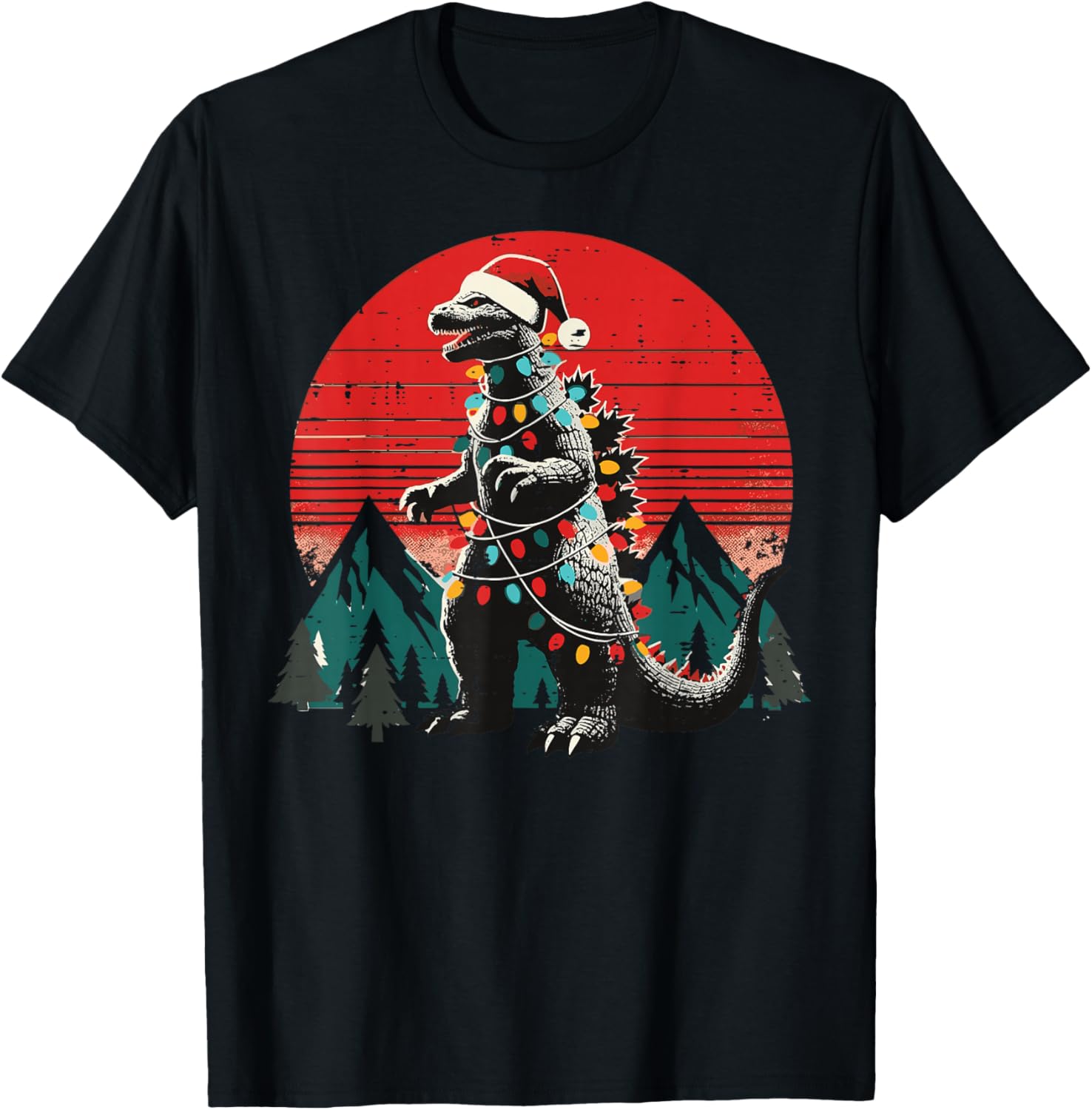 Japanese Monster Christmas Lights  Xmas Men Women graphic T-Shirt funny santa