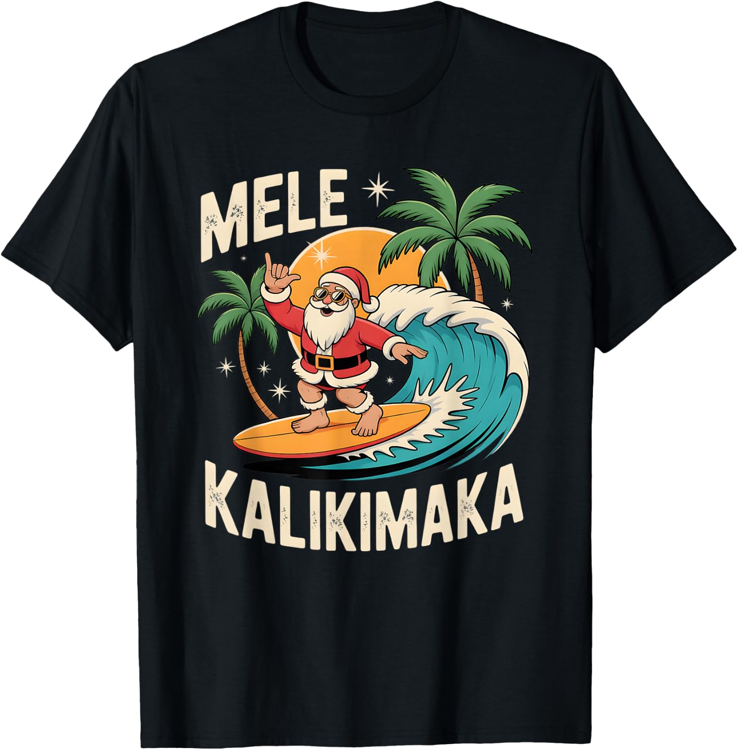 Mele Kalikimaka Surfing Santa Hawaii Christmas Unisex T-Shirt