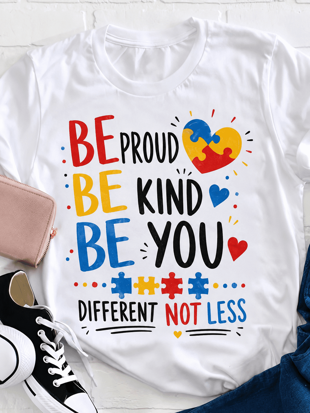 Be Proud Be Kind Be You Different Not Less Autism Awareness Graphic T-Shirt