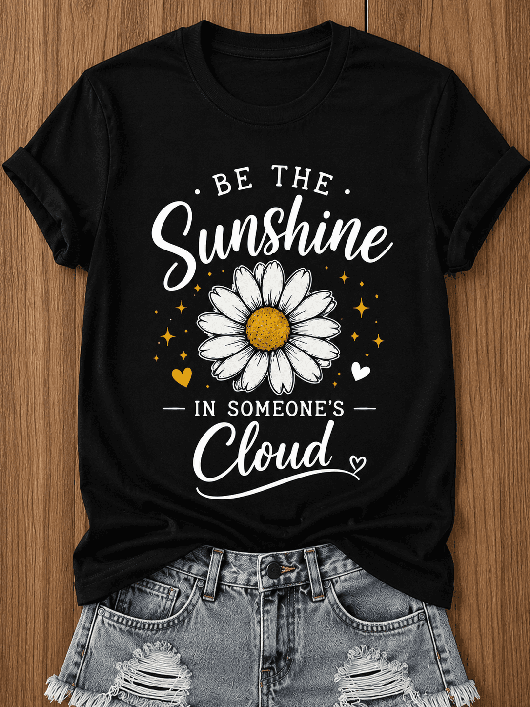 Be The Sunshine In Someone's Cloud Daisy Graphic T-Shirt Women Vintage Floral Positive Quote Inspirational Short Sleeve Casual Tee