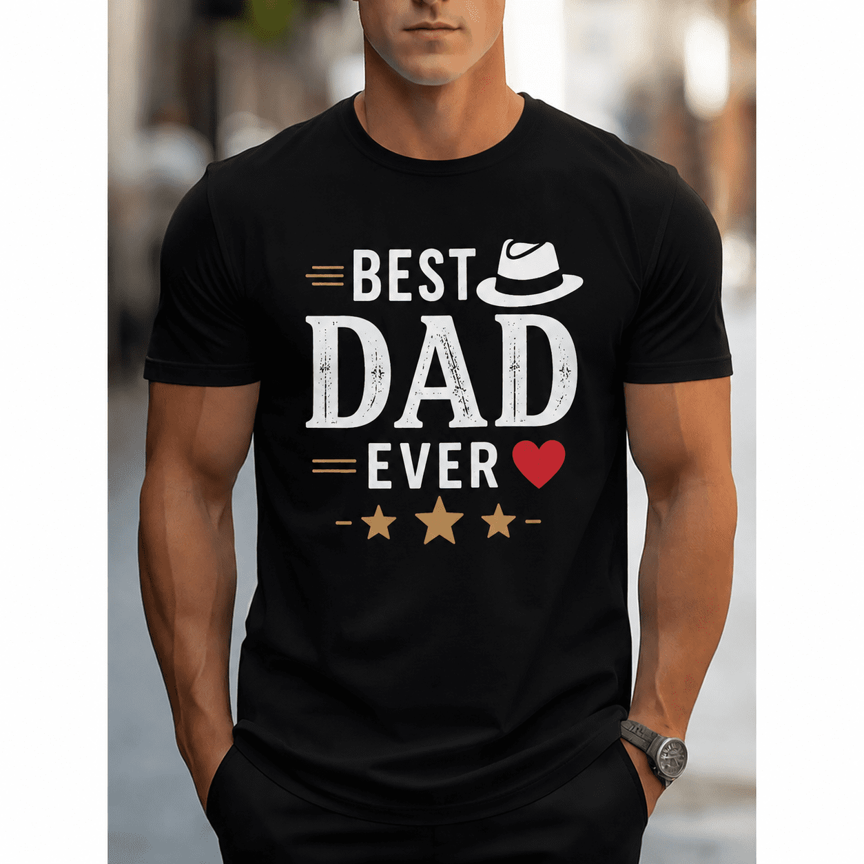 Best Dad Ever Vintage Graphic T-Shirt for Men, Father's Day Gift Tee, Funny Dad Shirt, Gift for Husband, Grandpa, Father Appreciation Present, Casual Crew Neck Top
