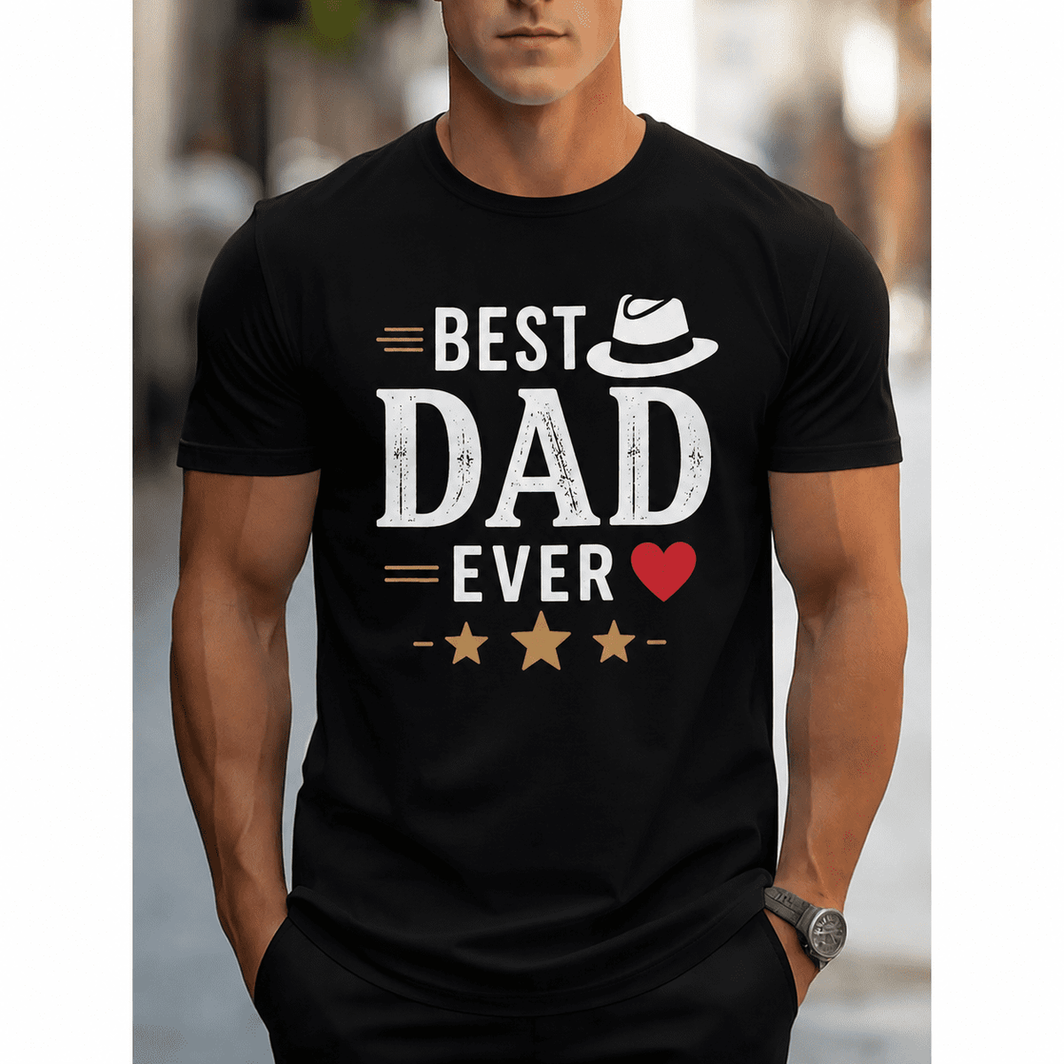 Best Dad Ever Vintage Graphic T-Shirt for Men, Father's Day Gift Tee, Funny Dad Shirt, Gift for Husband, Grandpa, Father Appreciation Present, Casual Crew Neck Top