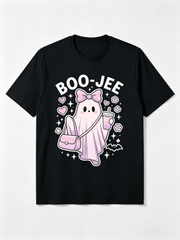 Boo-Jee T-Shirt Cute Pastel Ghost Pink Bow Halloween Tee