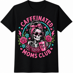 Caffeinated Moms Club Funny Coffee Mom Shirt for Women, Mama Graphic Tee, Mom Life T-Shirt, Cute Mother's Day Gift for Mom, Trendy Casual Short Sleeve Graphic Top