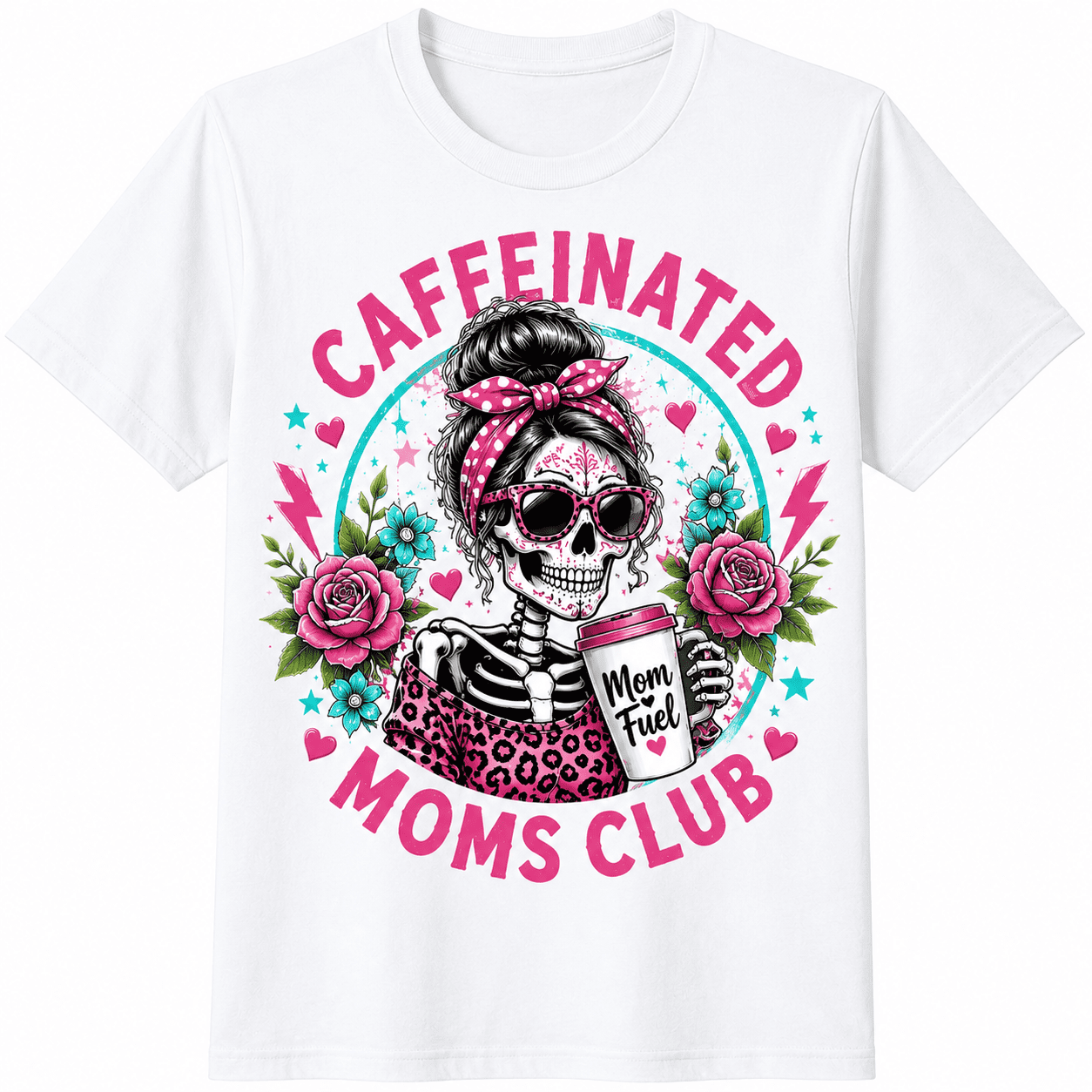 Caffeinated Moms Club Funny Coffee Mom Shirt for Women, Mama Graphic Tee, Mom Life T-Shirt, Cute Mother's Day Gift for Mom, Trendy Casual Short Sleeve Graphic Top