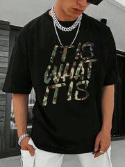 Camo Tee | Men's Camouflage Pattern T-Shirt | IT IS WHAT IT IS Design | Perfect For Vacation & Leisure | 100% Cotton | Unisex Style | Unique Gift Idea