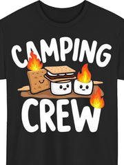 Camping Marshmallow Graphic Tee for Men Women, Funny S'mores Campfire Short Sleeve T-Shirt, Casual Outdoor Crew Neck Top for Hiking Camping Gift