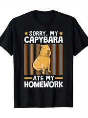 Capybara Print Mens Stylish Graphic Print TShirt - Casual Wear with Eye-catching Designs Short Sleeve Tees for Everyday Fashion
